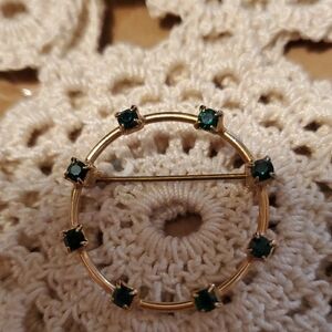 Elegant Gold and Green Brooch